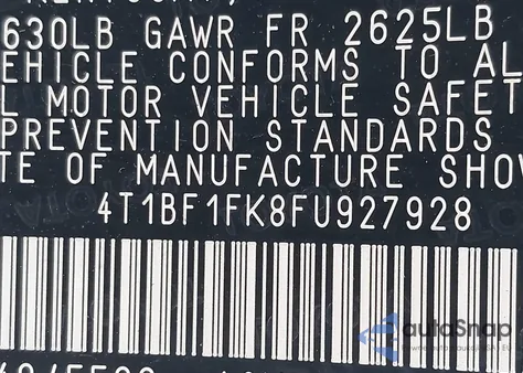 2015 Toyota Camry Se from USA, damaged, VIN 4T1BF1FK8FU927928